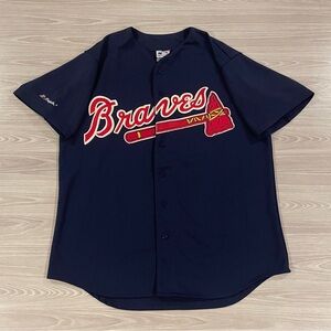 Vintage Atlanta Braves Baseball Jersey Blue Majestic Made In USA Men’s Size XL